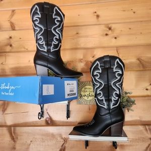 VETASTE 💜 NEW Embroidered Point Toe Western Medieval Retro Cowboy Heel Boot 5.5